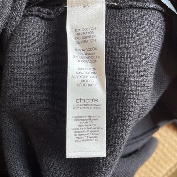 Chico's Cardigan Sweater Heidi Size L/XL Black Heidi Embellished Beaded Military - Picture 15 of 16